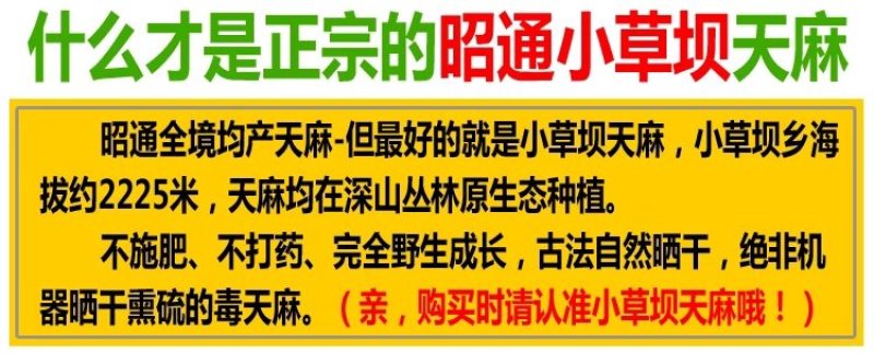 云南小草坝天麻，假一赔十。