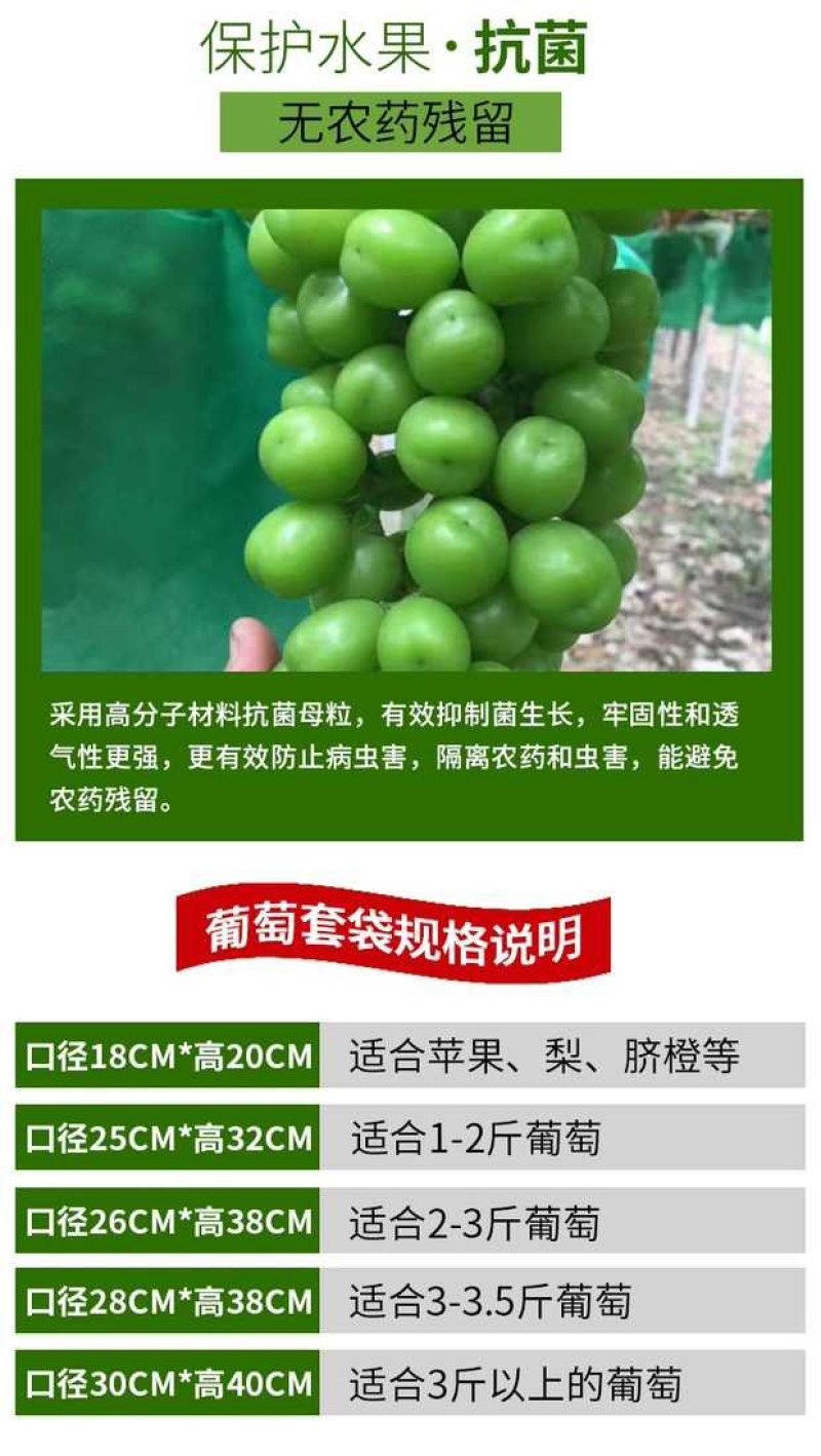 绿色阳光玫瑰专用套袋葡萄套袋特加厚葡萄套袋防鸟伞