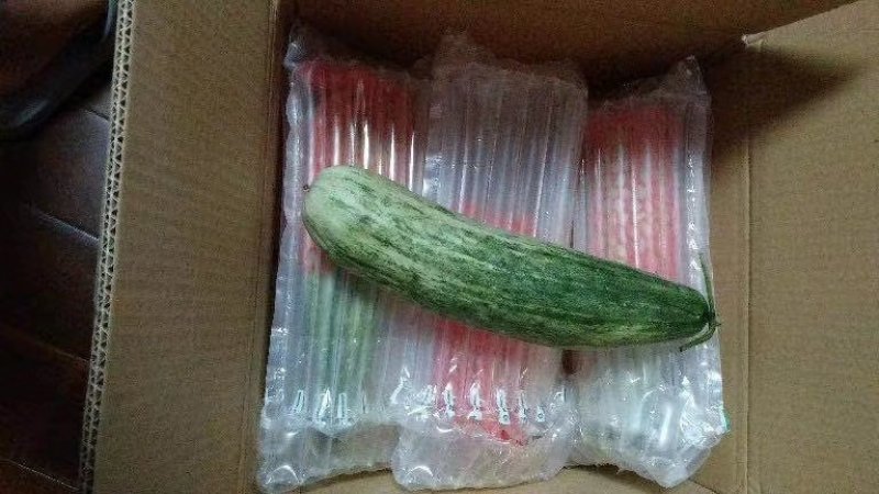 羊角蜜甜瓜水果气柱袋自封口充气气泡柱防震防摔快递专用包装