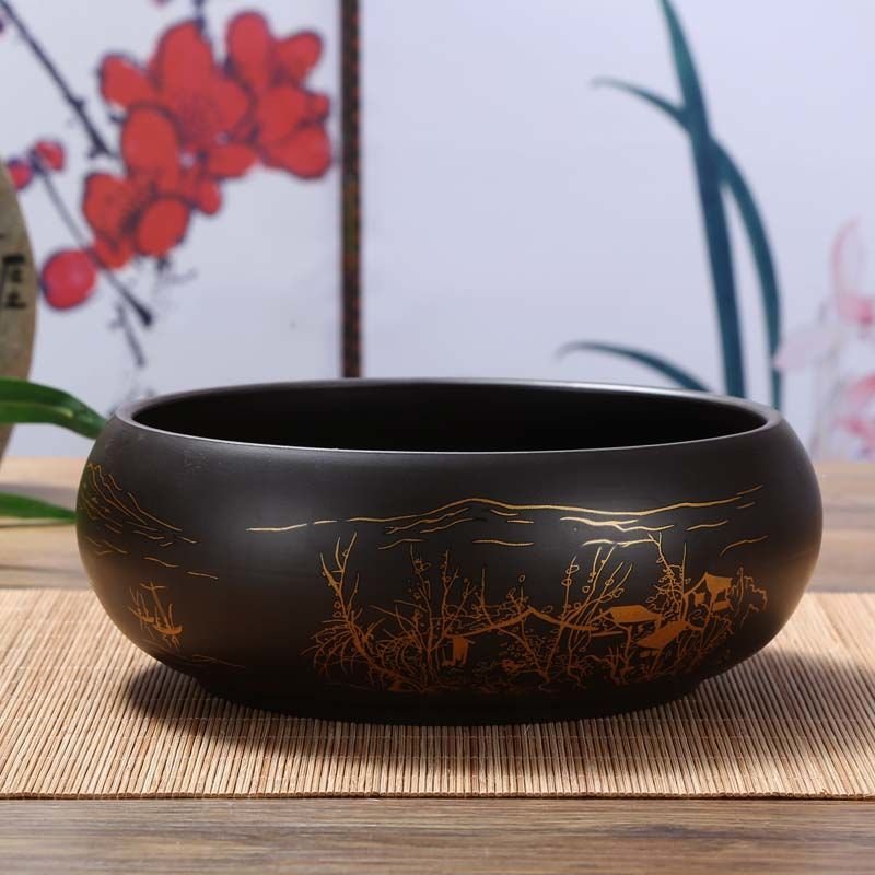 花盆陶瓷盆景水培花盆多肉碗莲富贵竹紫砂花盆大号