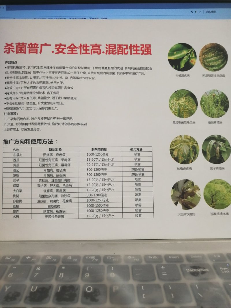 春雷喹啉铜细菌性流胶病角斑病溃疡病软腐病青枯病杀菌药