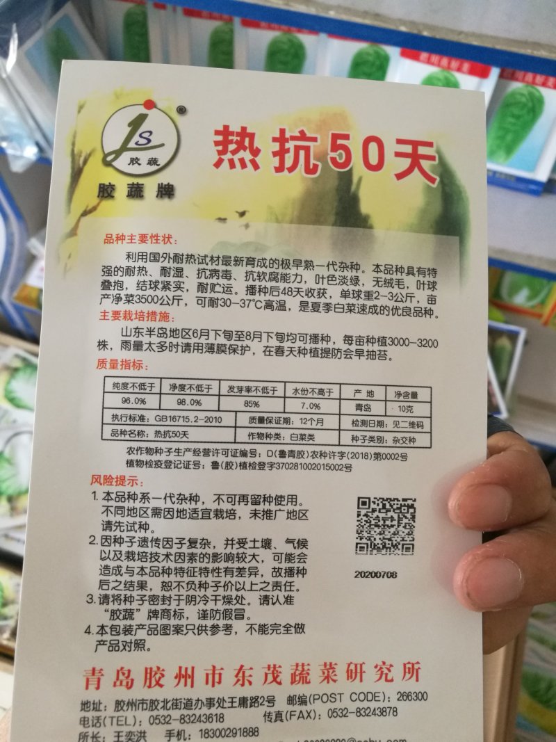 抗热50天大白菜种子