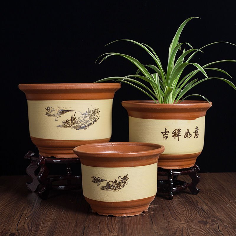 陶瓷花盆大号家用盆景创意多肉陶土粗陶花盆清仓特大紫砂