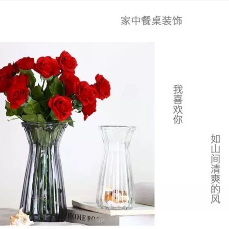 欧式玻璃花瓶创意简约透明水培绿萝植物干花瓶客厅插花桌面摆
