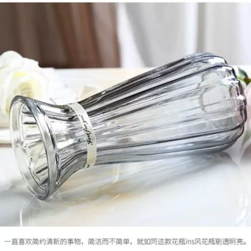 欧式玻璃花瓶创意简约透明水培绿萝植物干花瓶客厅插花桌面摆