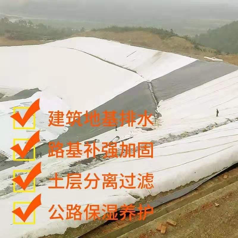 透水土工布毛毡路面养护大棚保温护坡隔离无纺布白色工程