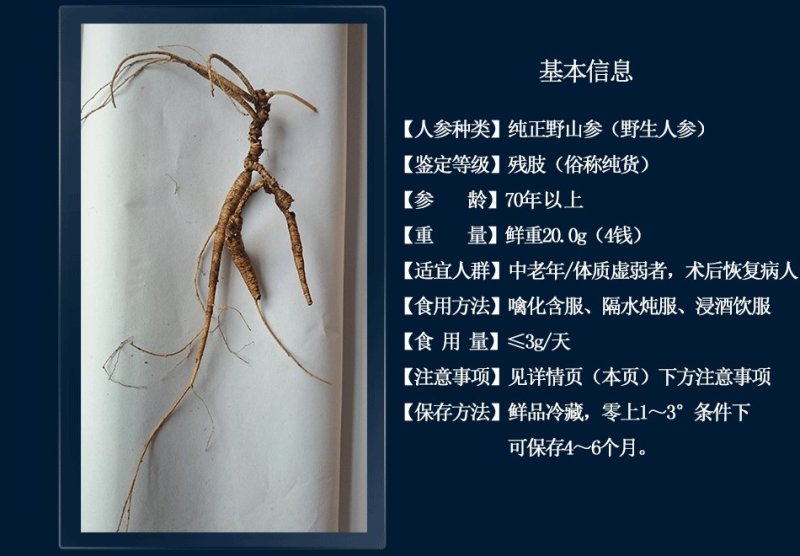 长白山野生70年左右人参
