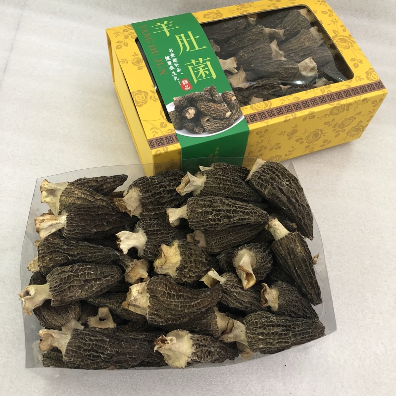羊肚菌礼盒特级精品肉黑厚大个精美礼盒250克