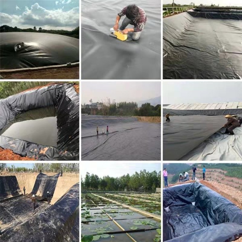 黑色防渗膜鱼塘防渗膜土工膜防漏水池塘防水布鱼池专用塑料布