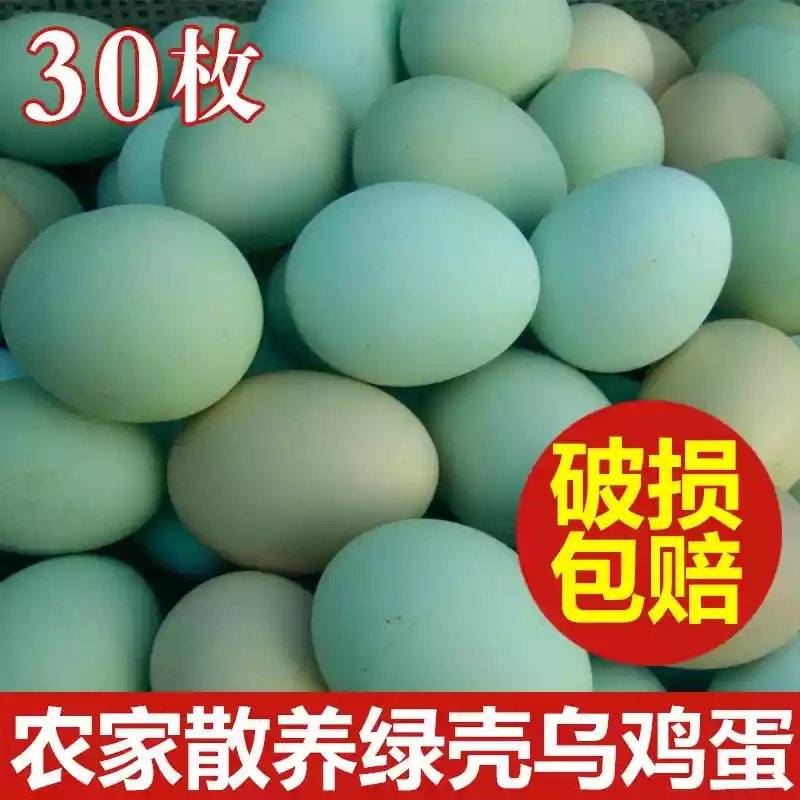 [一件代发]乌鸡蛋农家散养绿壳土鸡蛋乌鸡蛋30枚绿壳鸡蛋