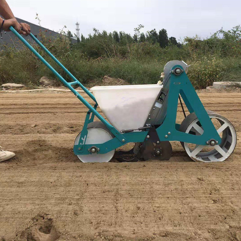 人力手推单行大蒜播种机