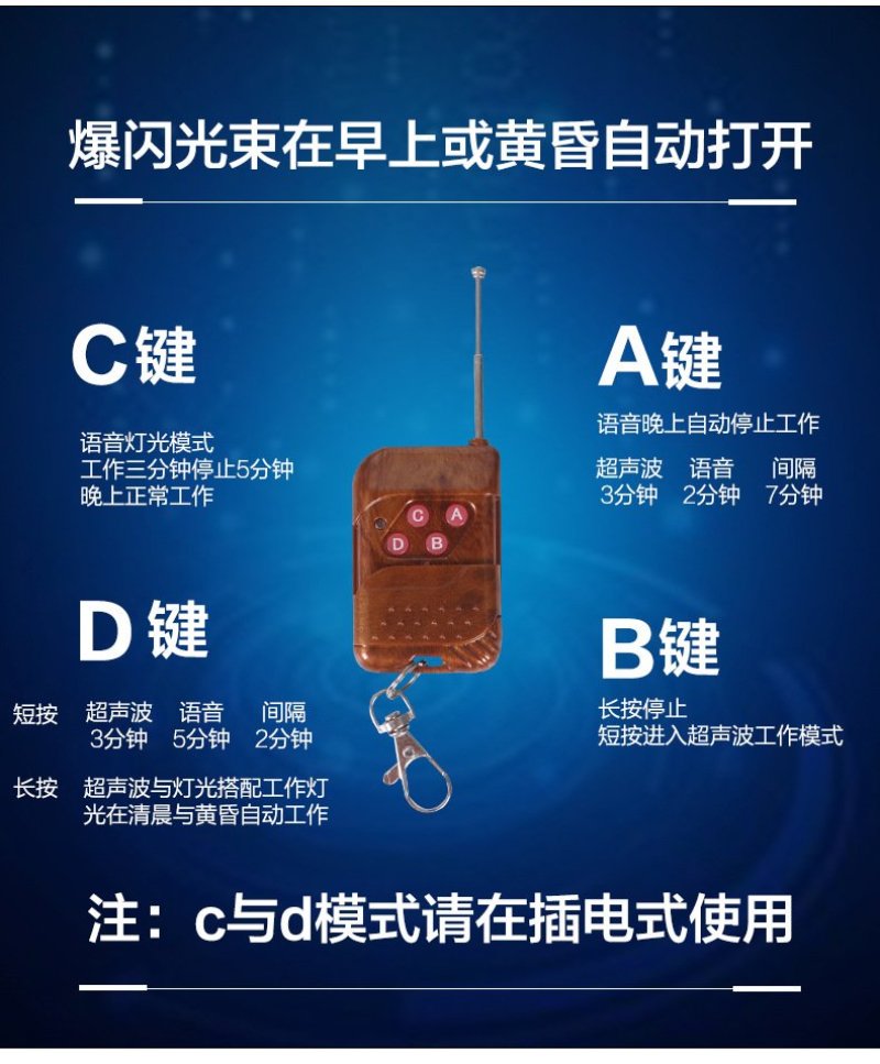 太阳能超声波鱼塘果园驱鸟器