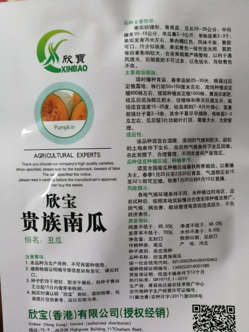 【优质】30粒装贵族南瓜种子丑瓜甜度高口感糯性强