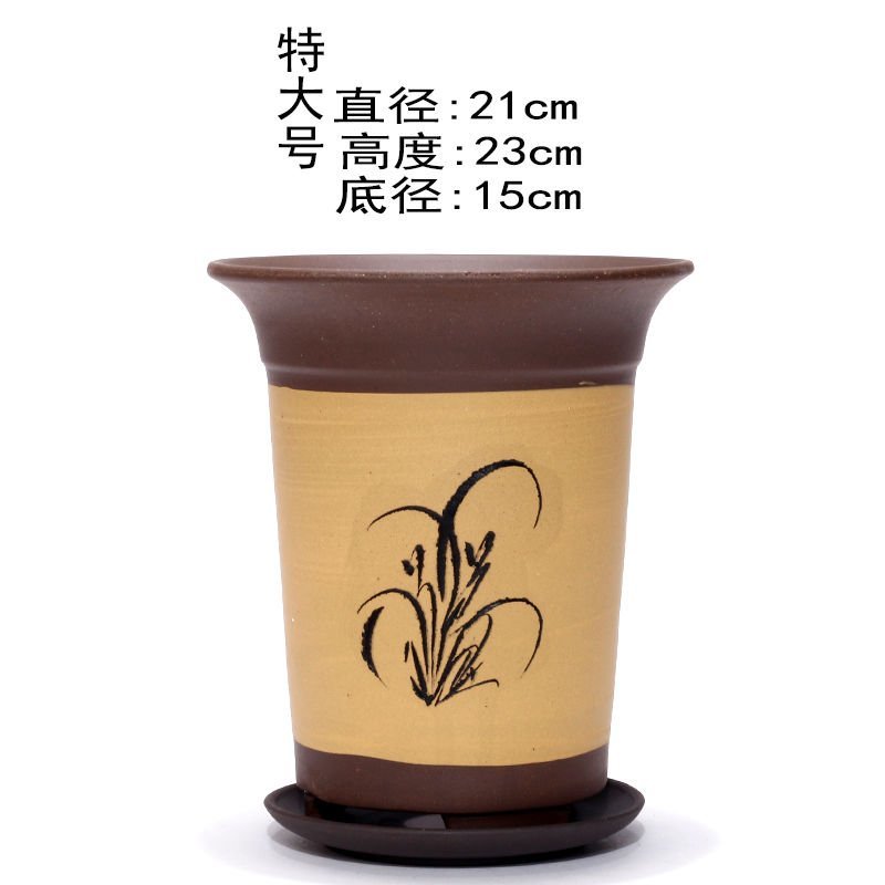 鸿韵抟砂紫砂兰花盆大号君子兰盆阳台书桌陶瓷兰盆特价清仓