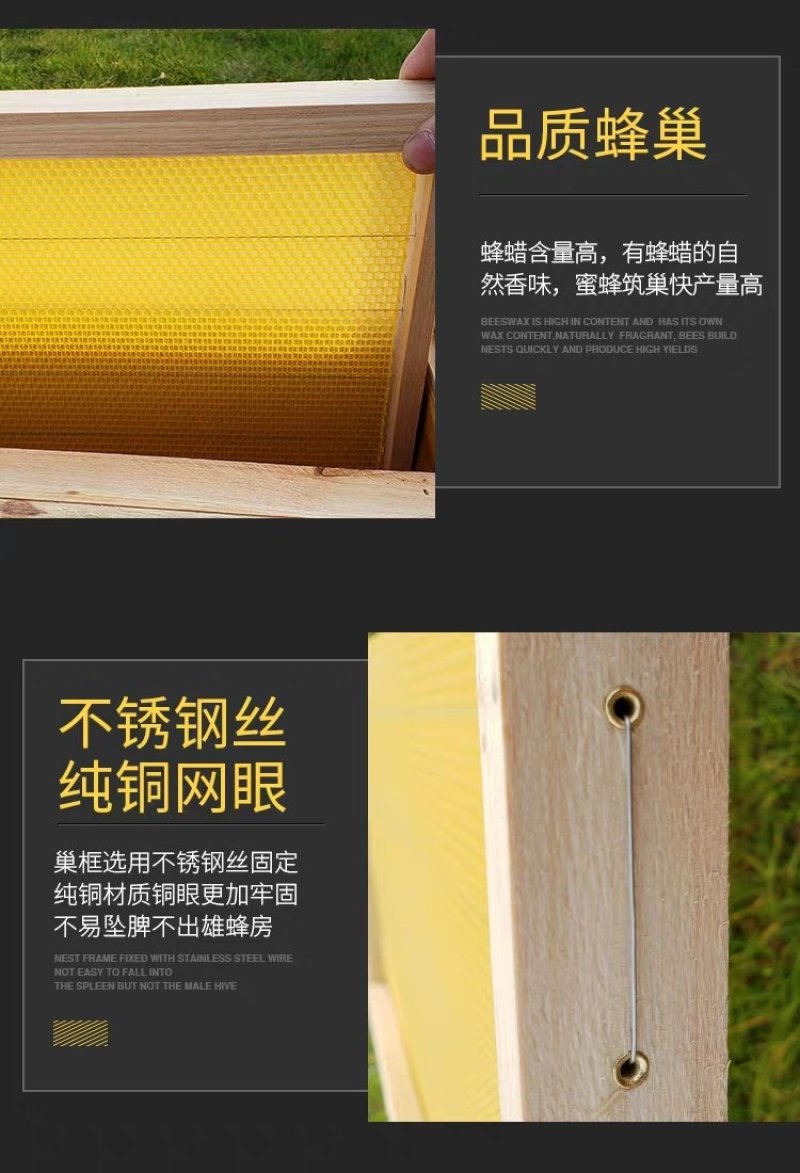 中蜂成品巢础带框杉木蜂巢保质保量全国供应