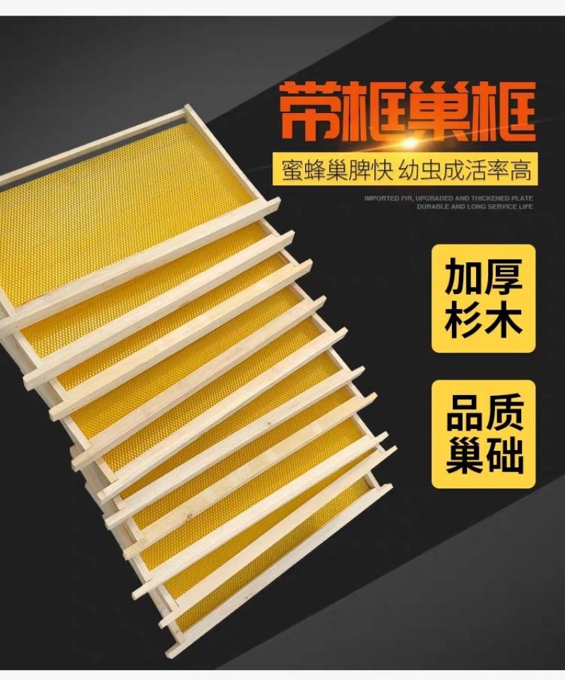 中蜂成品巢础带框杉木蜂巢保质保量全国供应