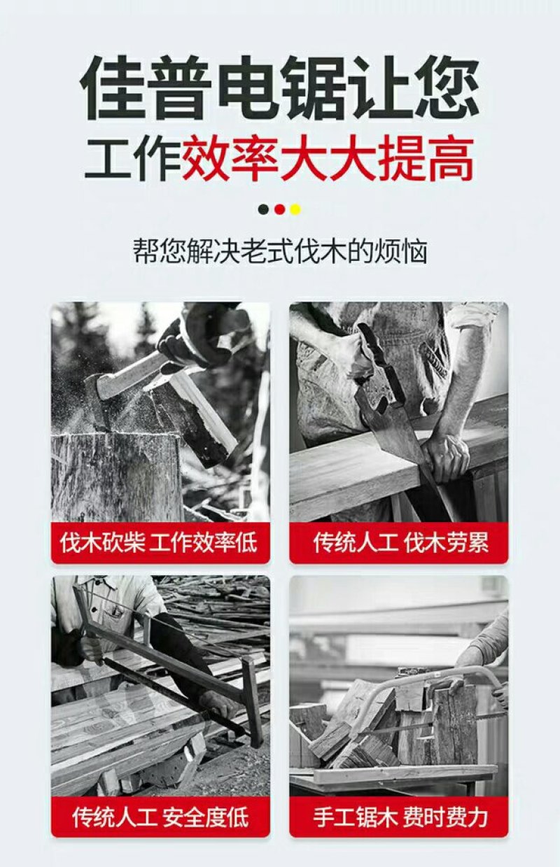 佳普电锯伐木锯家用电动锯小型锯子手持砍树锯树神器手提电链