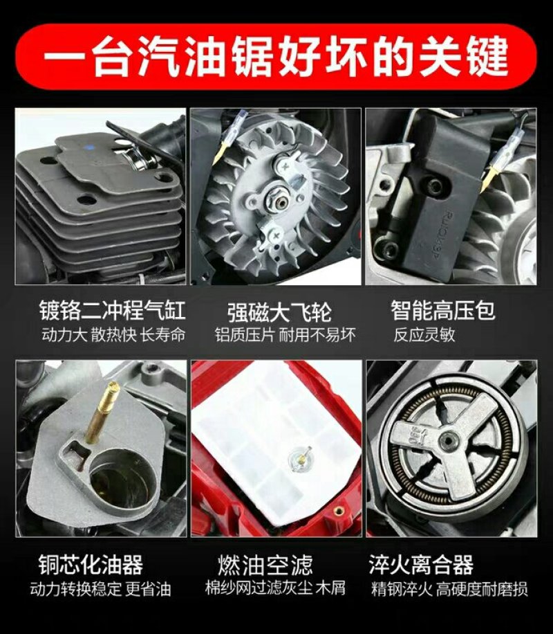 新款五羊本田9980大功率汽油锯链条伐木锯家用小型电锯园