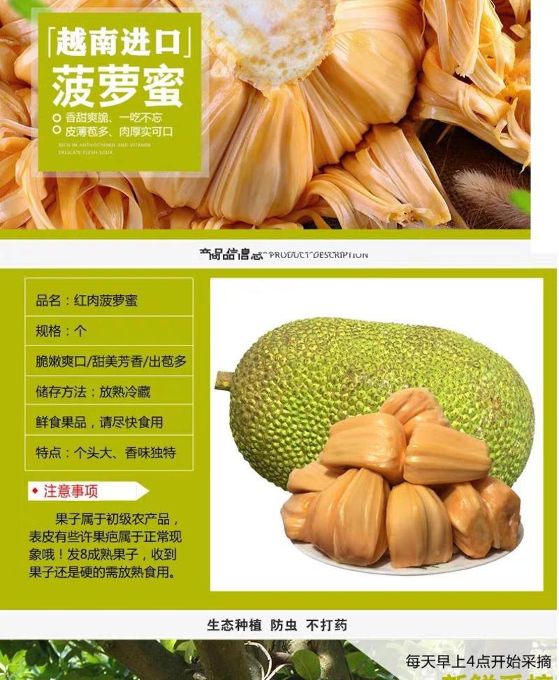 越南红肉菠萝蜜6-8斤55元包邮包售后哦