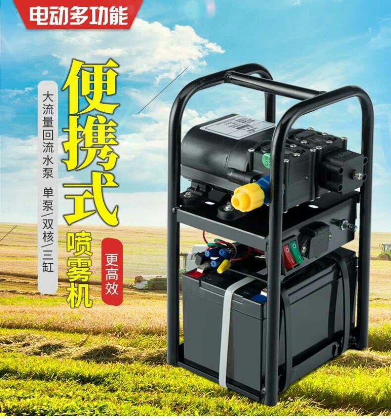 农用高压小型锂电池手提式电动喷雾器新式双泵充电打药智能喷