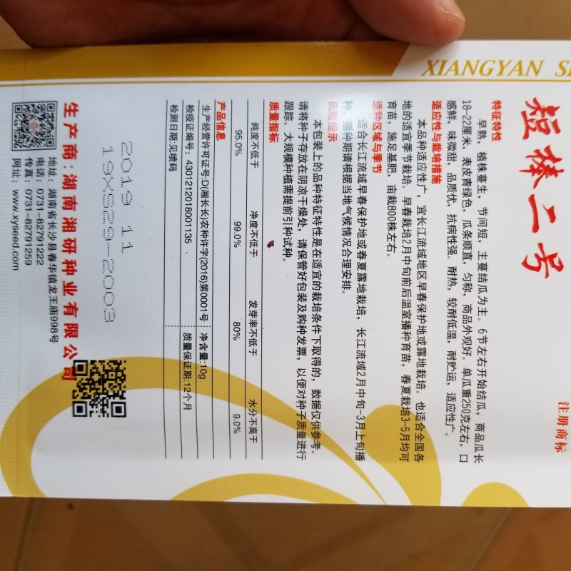 10克湘研短棒二丝瓜种子