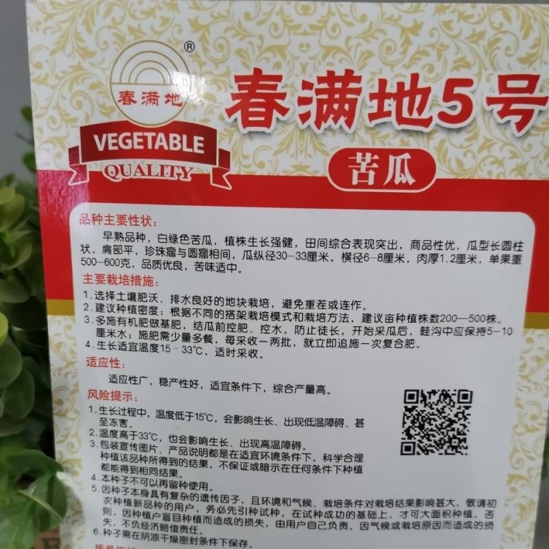【春满地5号】杂交苦瓜种子珍珠苦瓜种子高产抗病早熟白绿包
