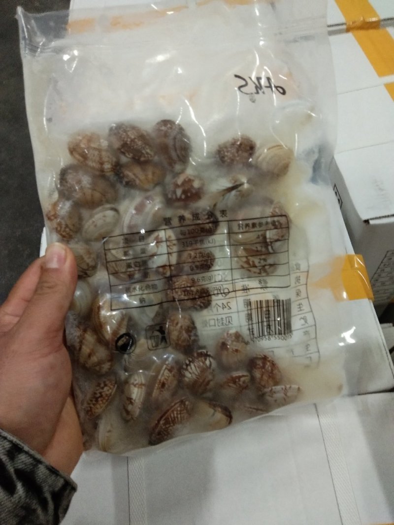 沙蚬子，吐沙真空包装，一箱二十袋，31/40规格。