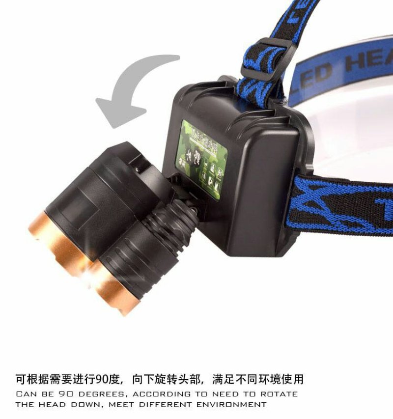 五头头灯强光打猎可充电式夜钓鱼灯远射超亮头戴式LED矿灯