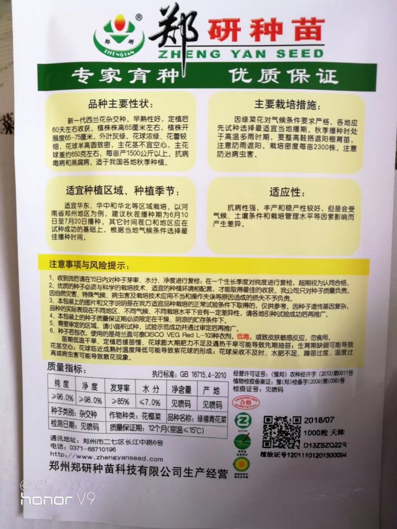 【优质】精选郑研种苗西蓝花种子品质好产量高抗性好