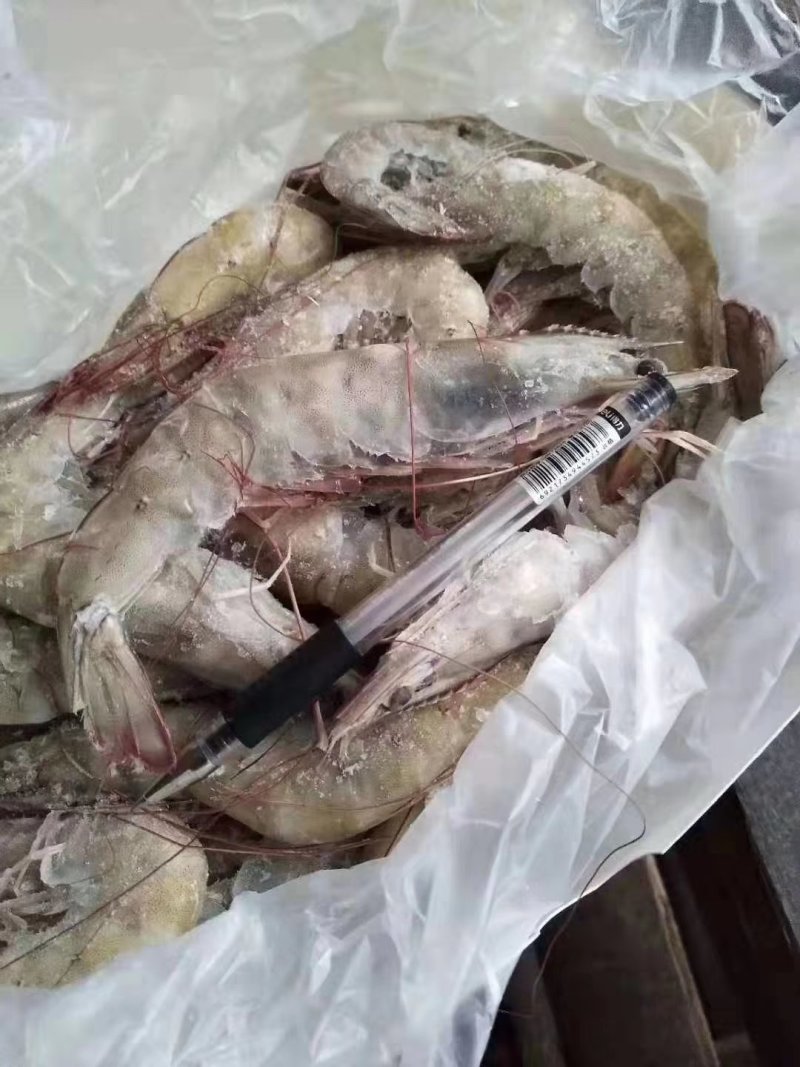 南美白对虾，盐冻虾，每件净重19.8一件6盒，