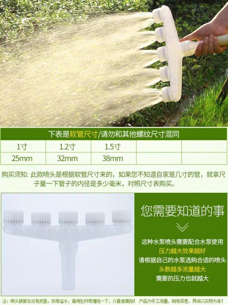 浇地浇水神器浇菜农用喷头水泵浇水机塑料大流量洒水大棚