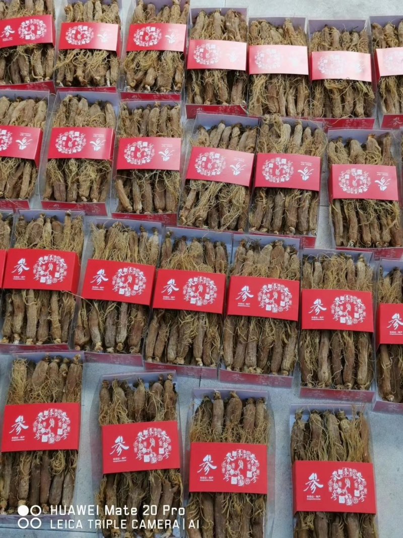 无糖红参全须礼盒装，一盒净重半斤，2盒配拎兜