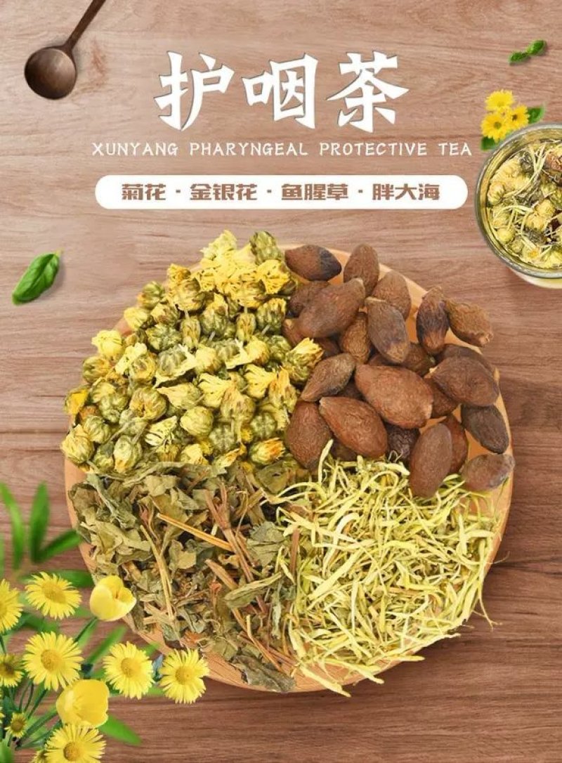护咽茶野菊花野金银花野鱼腥草胖大海组合花茶