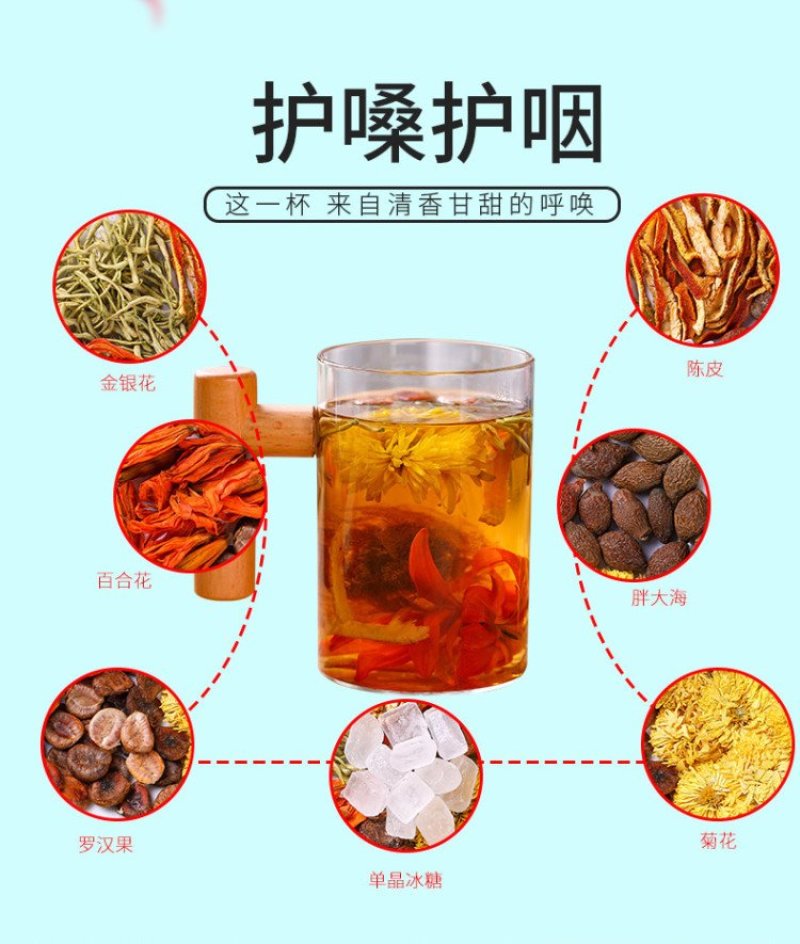 【一件代发】胖大海菊花茶花果茶护嗓子利咽喉养生茶组合花茶批发