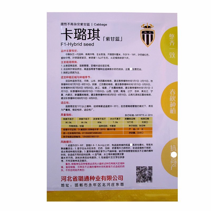 卡璐琪紫甘蓝种子农田菜园基地高产中熟杂交种子紫甘蓝
