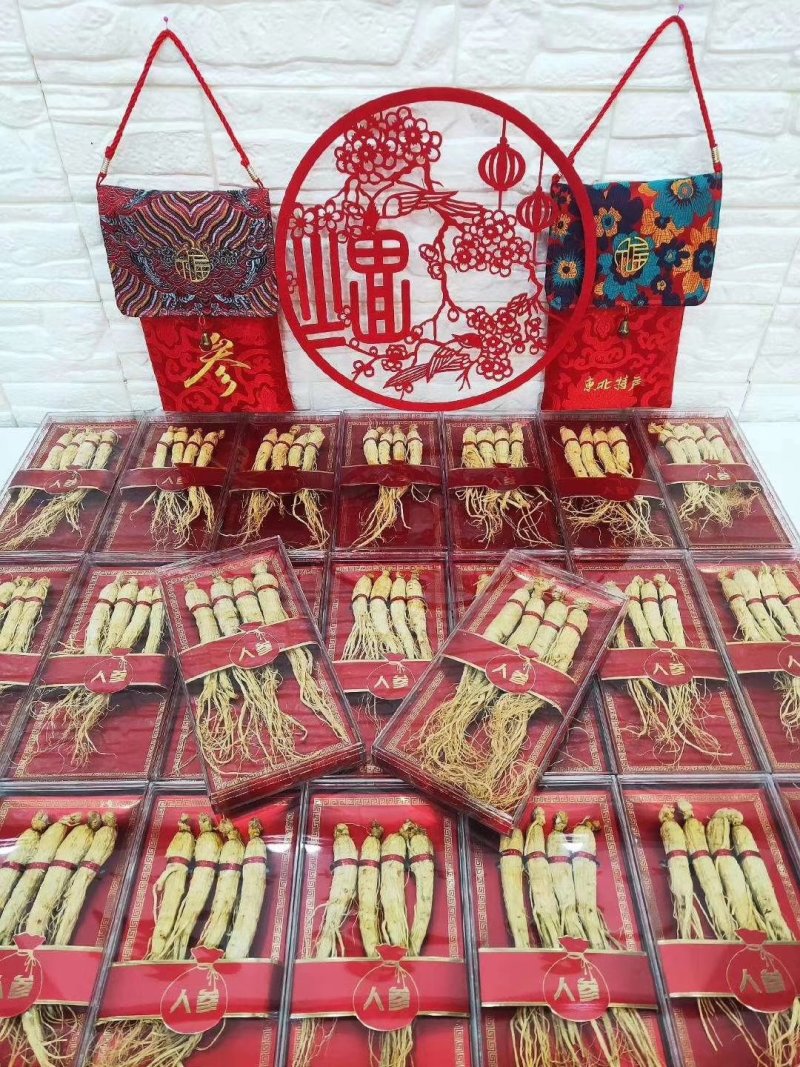红包人参礼盒可装林下参，园参一盒四支装，