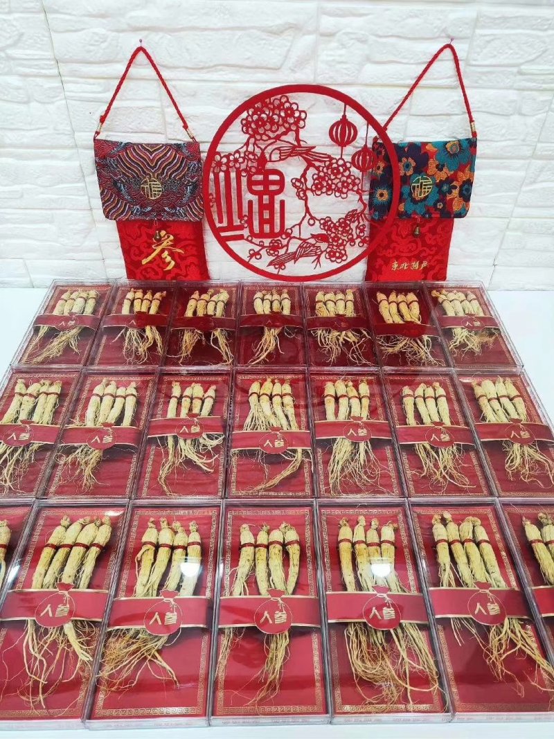 红包人参礼盒可装林下参，园参一盒四支装，