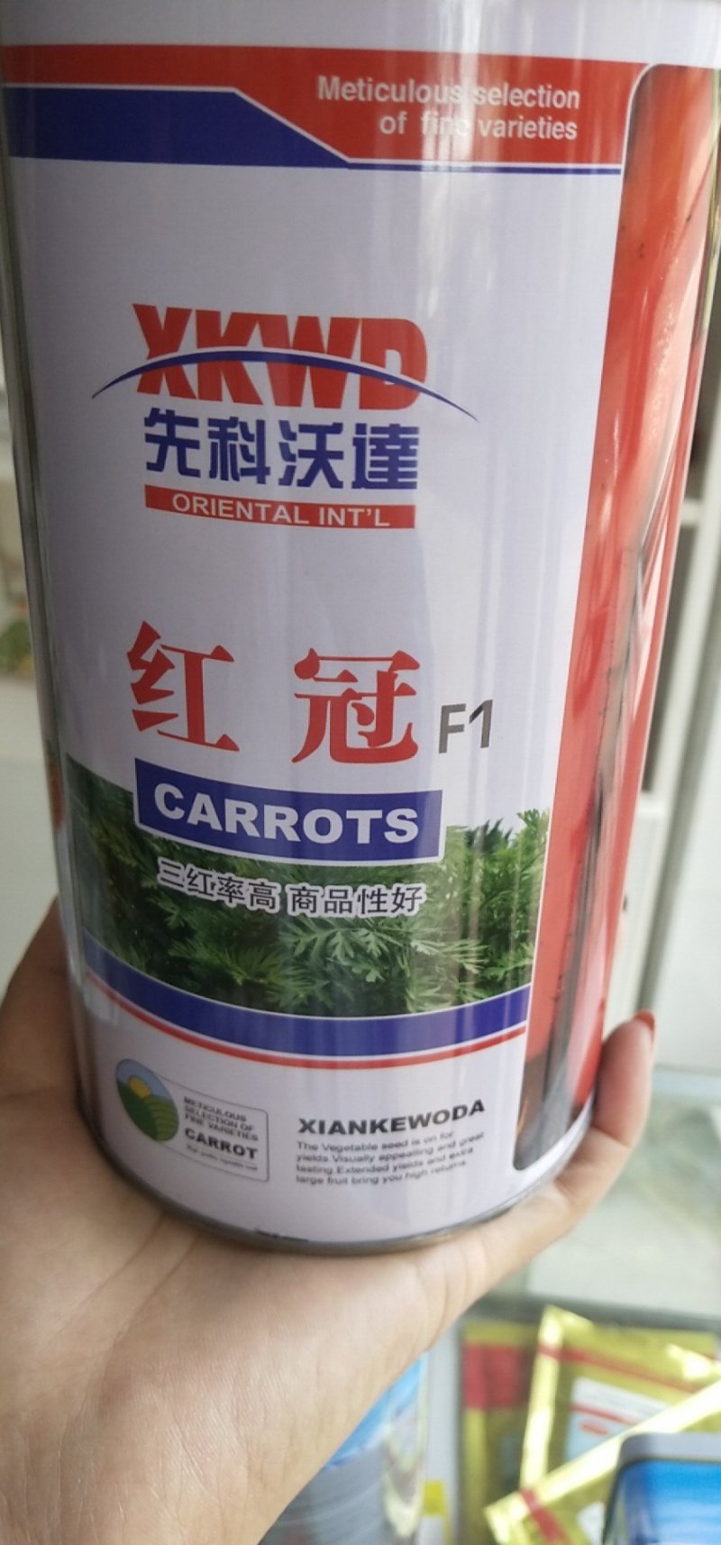 胡萝卜种子，三系杂交红冠品种，新田七寸胡萝卜种子
