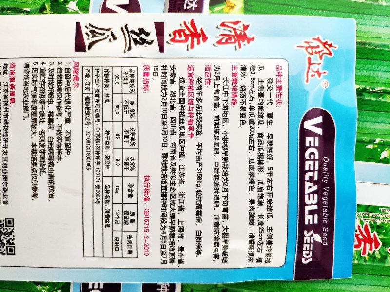 满棚喜帮达清香短帮油皮丝瓜种籽10克袋装支持线上交易