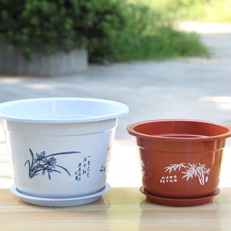塑料花盆双色盆加厚特价家居花盆清仓处理植物种植花盆