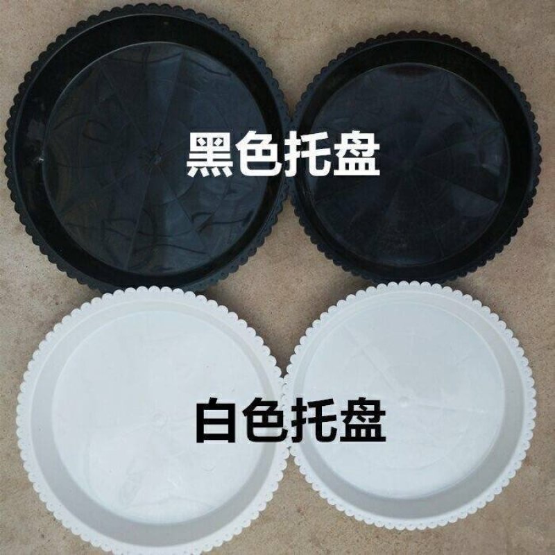 超大螺纹花盆加厚白色黑色仿瓷树脂花盆送托盘盆景植物大型塑