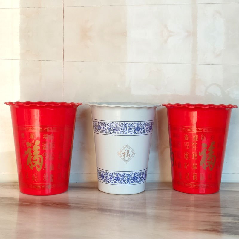 包邮特价清仓红色花盆塑料高筒特大仿陶瓷发财树花盆大口家用