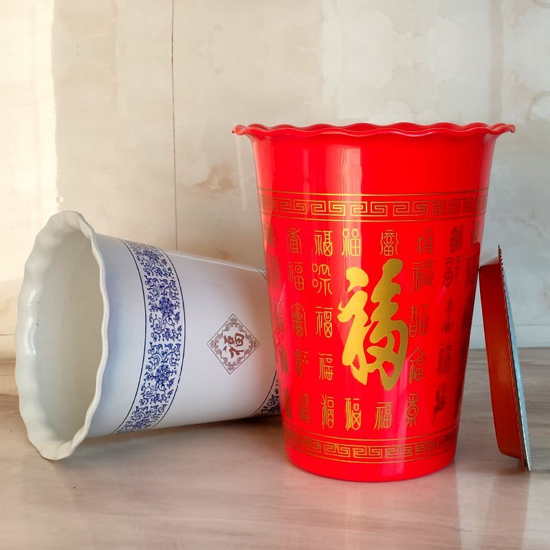 包邮特价清仓红色花盆塑料高筒特大仿陶瓷发财树花盆大口家用