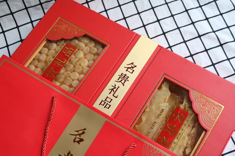 精选大气高档双拼礼盒鳕鱼胶拼大连元贝年货礼盒