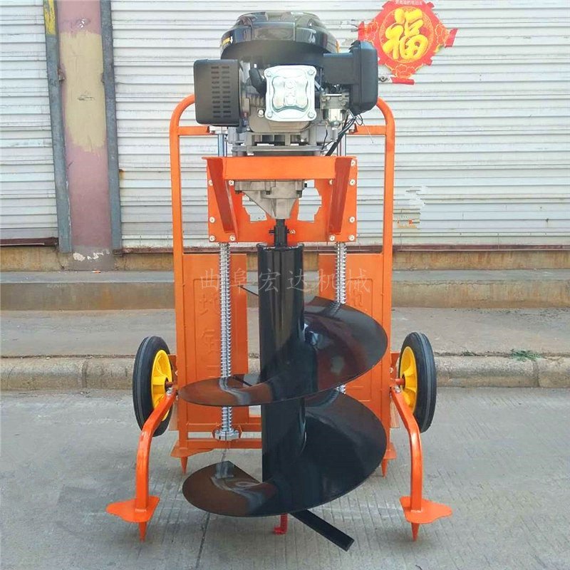 热销汽油挖坑机手推独轮挖坑机大型四轮悬挂式钻土机