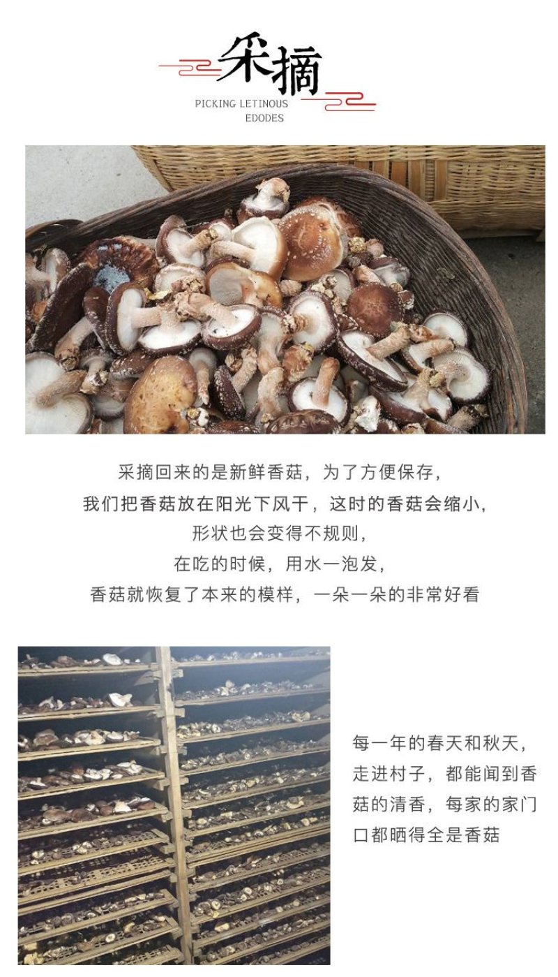 【聚便宜】干香菇冬菇原木菇头椴木干香菇烤菇带腿的香菇批发