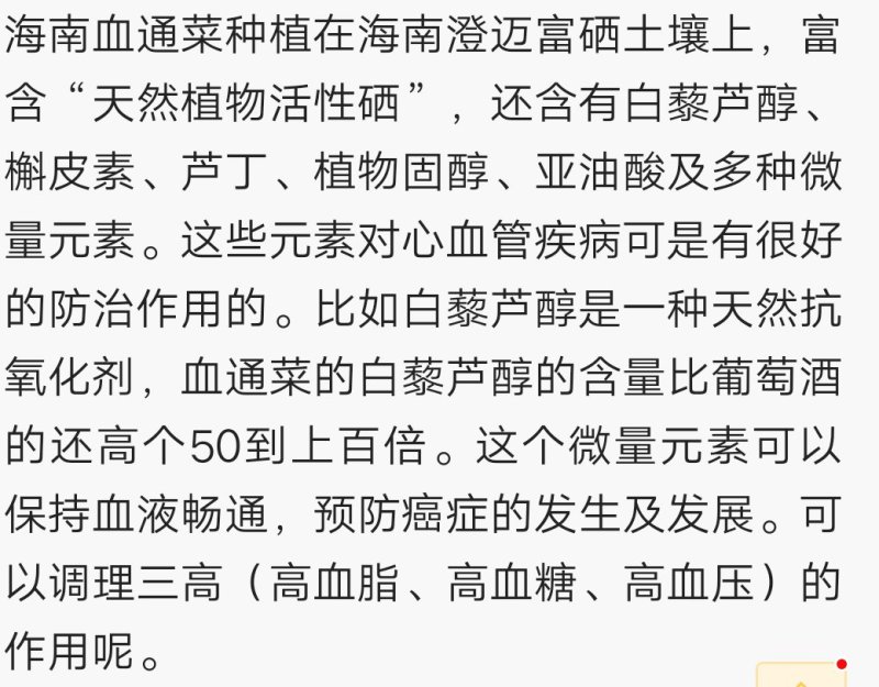 血通菜，血管清道夫，前景广阔