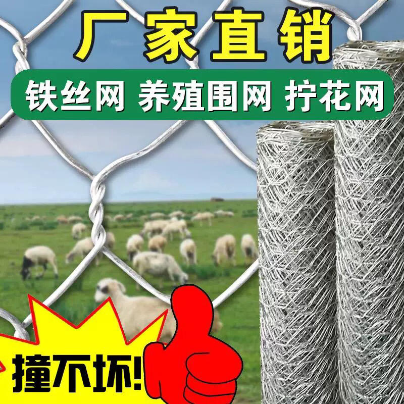 镀锌铁丝网围栏养殖网拧花网圈羊网六级网石笼网箱护堤加粗网