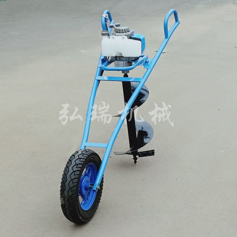 手推植树挖坑机多功能钻孔机打洞机独轮式地钻