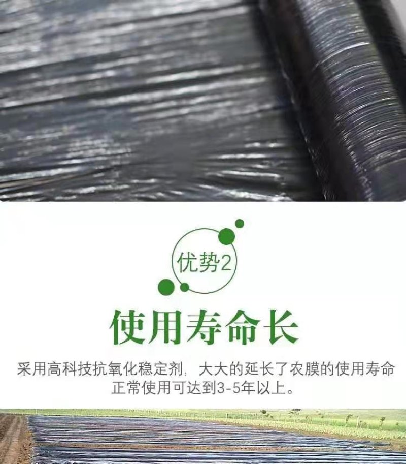 黑地膜除草膜农用加厚黑膜大棚蔬菜果园用保温保湿白膜银黑反